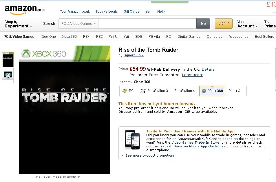 Rise of the Tomb Raider : aussi sur PS3 et Xbox 360 ?
