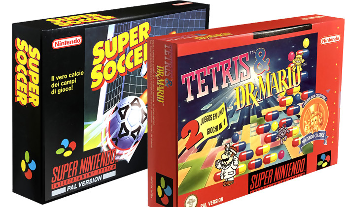 des Super Soccer + Tetris & Dr Mario d’époque en vente