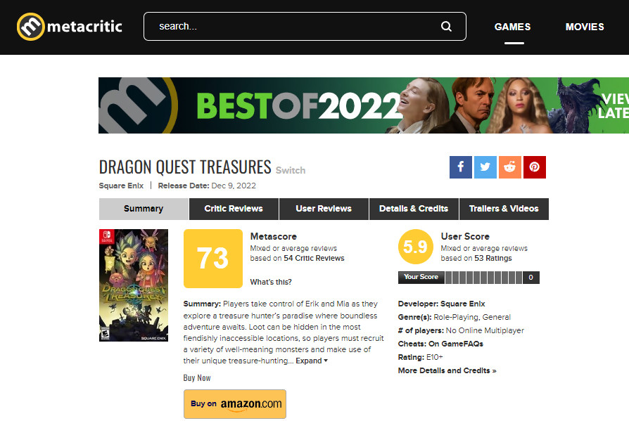 Dragon Quest Treasures - Metacritic