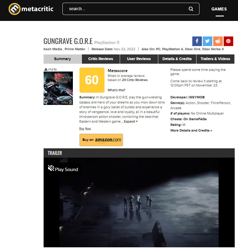 Gungrave G.O.R.E - Metacritic