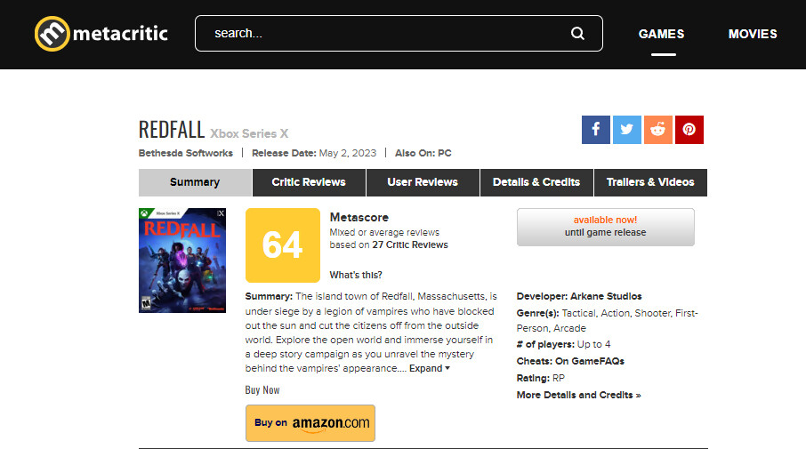 Redfall - Metacritic