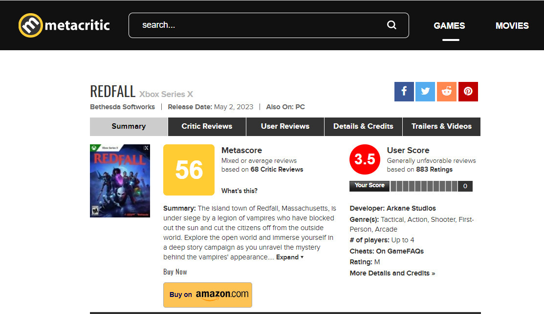 Redfall - Metacritic