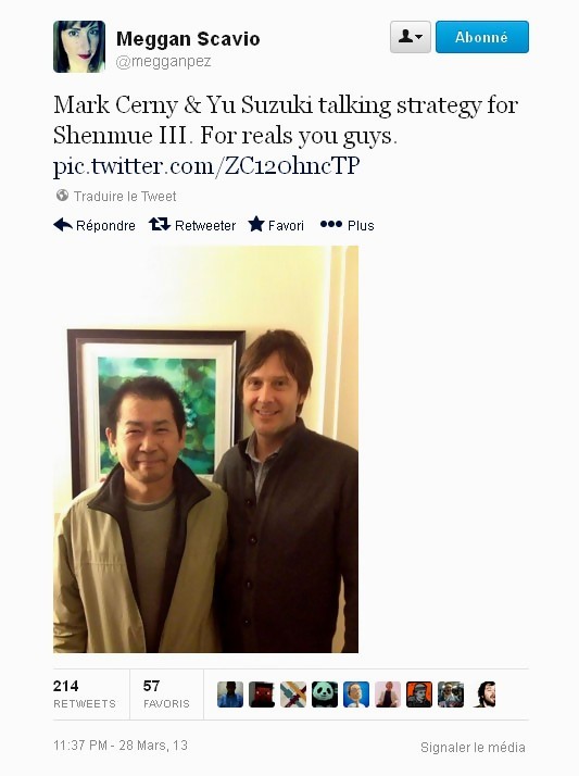 Le fameux tweet sur Shenmue 3 qui a enflammé le web